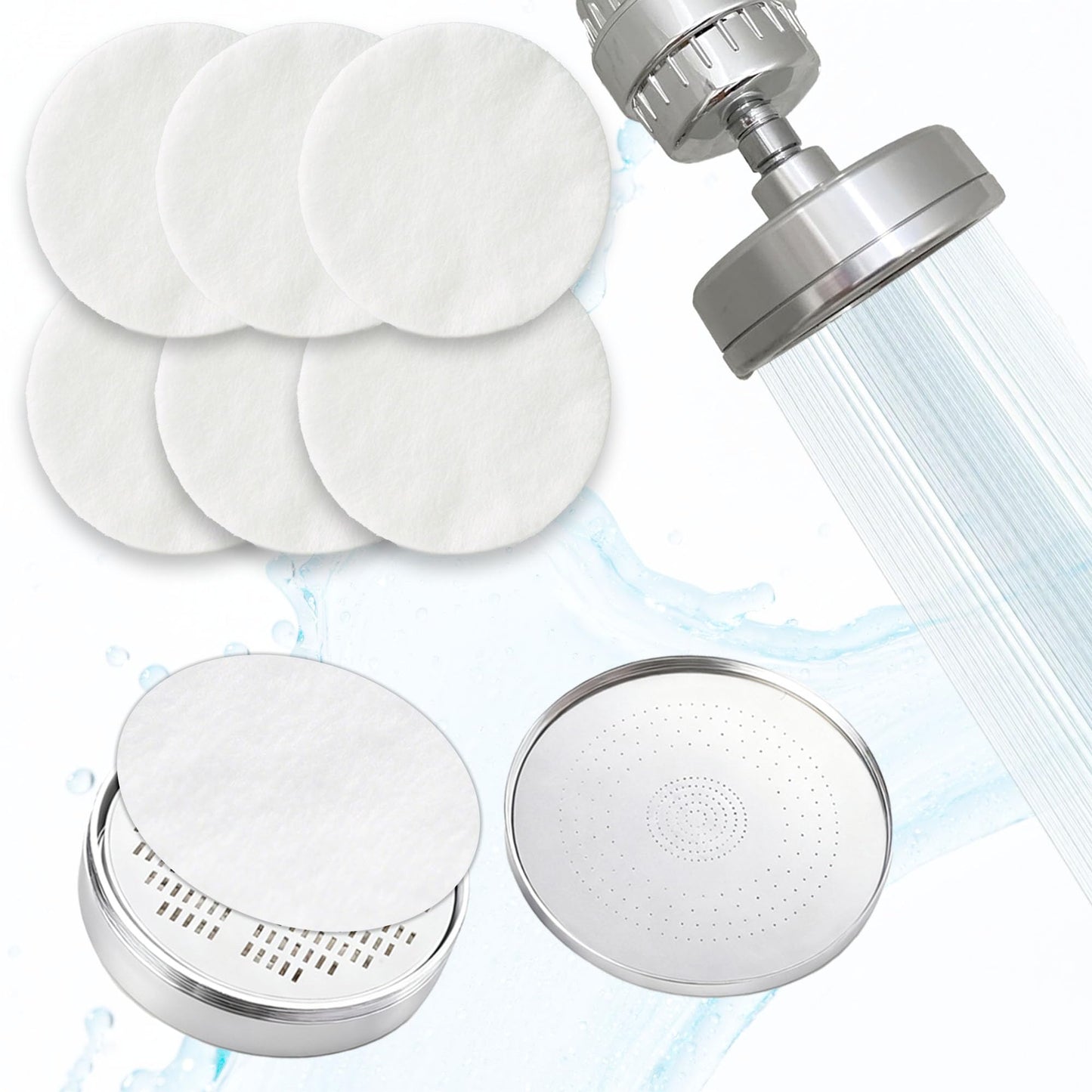 xcivi 30 PCS Filtered Shower Head Sediment Pads Compatible with AquaHomeGroup Filtered Shower Head, Protect Your Skin & Hair From Rust, Dust, Sand And Other Impurities In Your Water