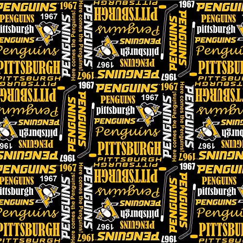Pittsburgh Penguins Cotton Fabric - 45 Inches Wide, Sold by the Yard