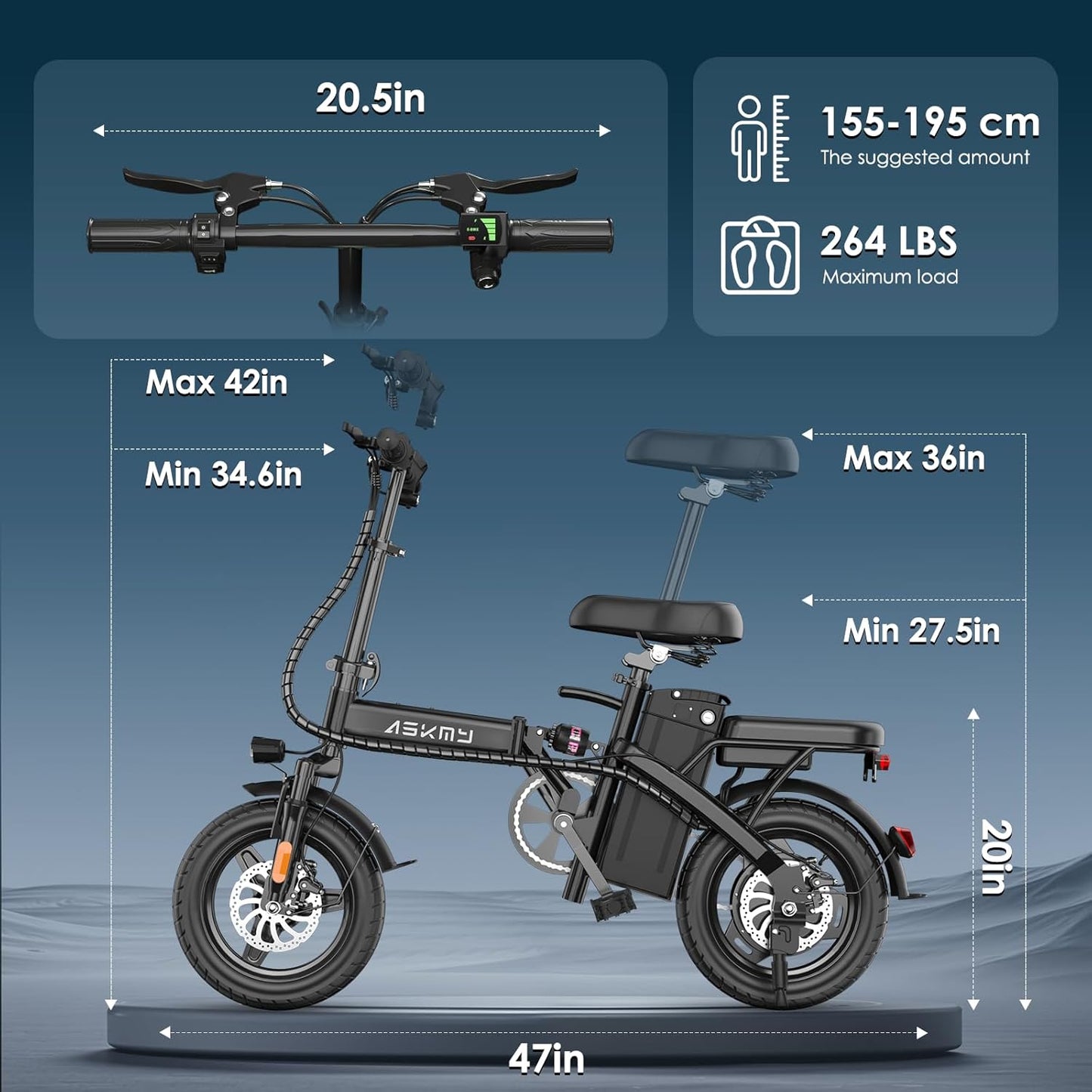 REOCRO Foldable Electric Bike - 700W Mini E-Bike with 48V Removable Battery | 30-60 Miles Range