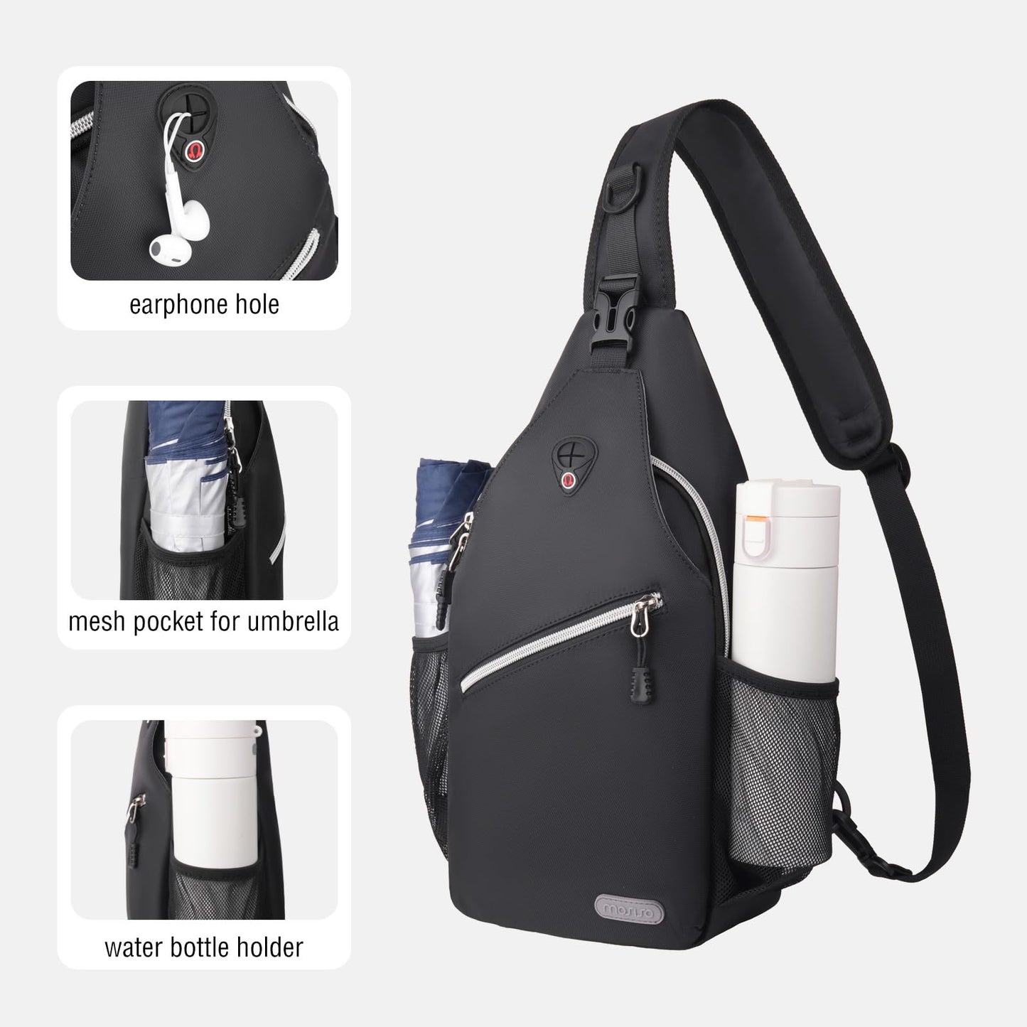 MOSISO Small Sling Bag for Men, Crossbody Shoulder Chest Daypack Bag
