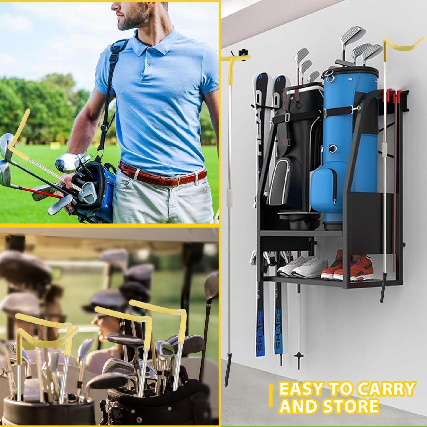 Greeily Golf Club Holder Stand, 32" V-Shaped Golf Club Stand for Putting Green Backyard Placing Clubs and Keeping Clubs Clean Made of Highly Durable Iron Material