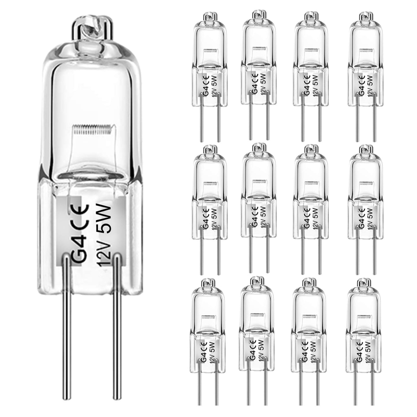 WeshLMPO G4 Bulb 5W Halogen Light Bulb 2 Pin 12V G4 Light Bulbs Replacement for Under Cabinet Puck Light, Chandeliers, Landscape Lighting Desk Lamp 2700K Warm White