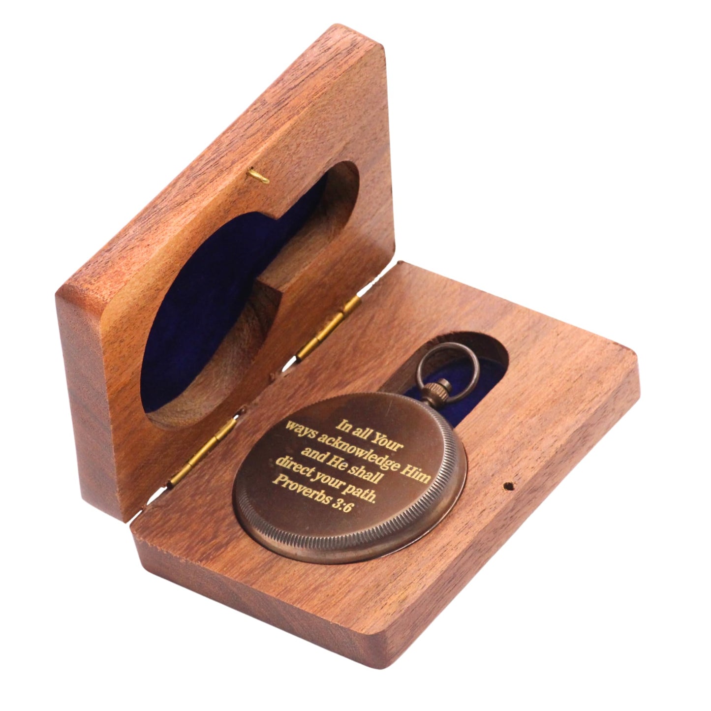 in All Your Ways Proverb 3:6 Compass – Scripture Engraved Antique Brass Finish – Christian Gift for Men, Son, Husband – Keepsake with Rosewood Box for Graduation
