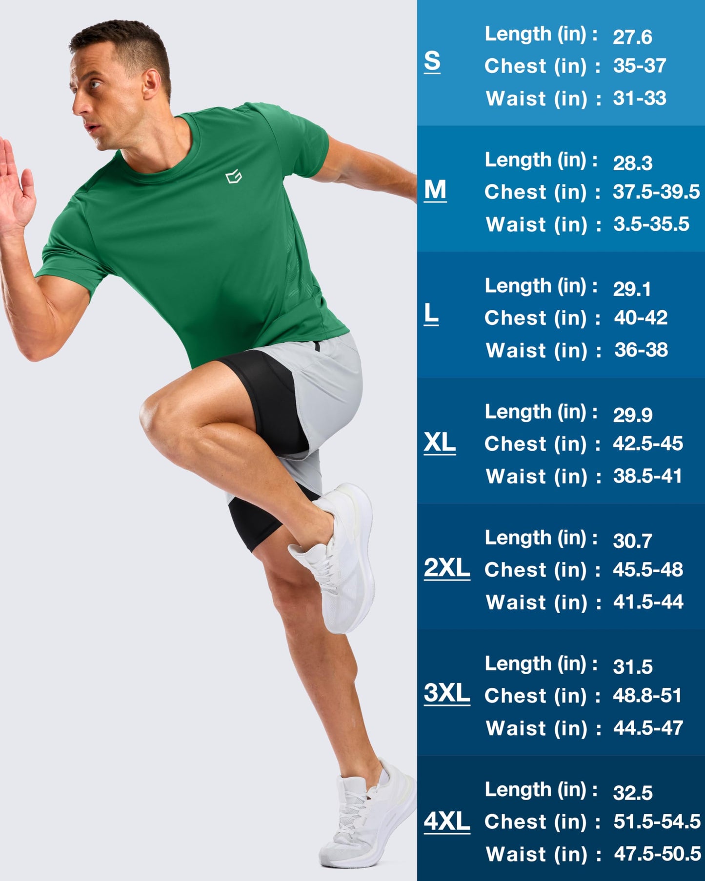 G Gradual Men's Workout Shirts Quick Dry Athletic Running T-Shirts Lightweight Moisture Wicking Short Sleeve Sports Gym Tops(Green,L)