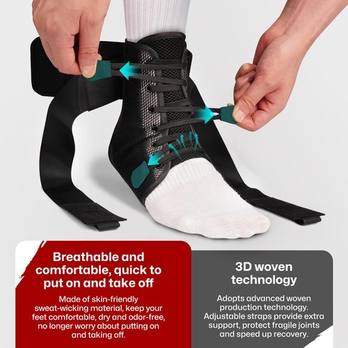 Gviipk Ankle Brace for Sprained Ankle, Quick Lace Up Ankle Brace Support Women Men, Foot Brace Ankle for Plantar Fasciitis Relief and Achilles Tendonitis Wrap, Injury Recover, Running, Sports - M