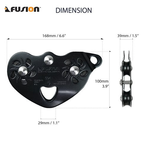 Fusion Climb Advent Military Tactical Edition Speed Super Stainless Steel Trolley Pulley Black 50KN