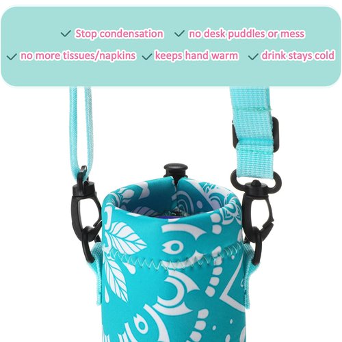 CHENGU 3 Pack 25 oz Neoprene Water Bottle Carrier Bag with Adjustable Shoulder Strap Water Bottle Holders for Adults Sports Gym Hiking Camping Walking(Mandala Style)