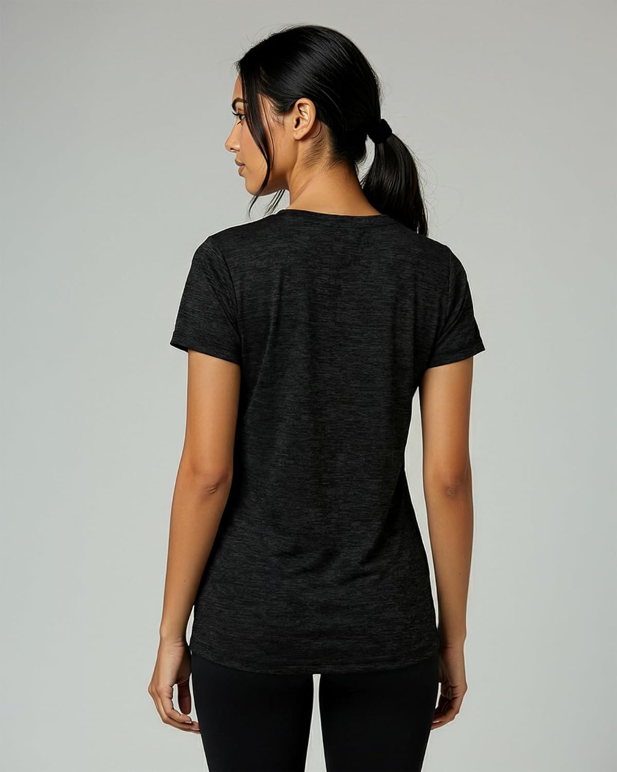 Real Essentials Women's Dry-Fit Short Sleeve V-Neck T-Shirt - 5 Pack Yoga & Fitness Tops | Plus Size Available