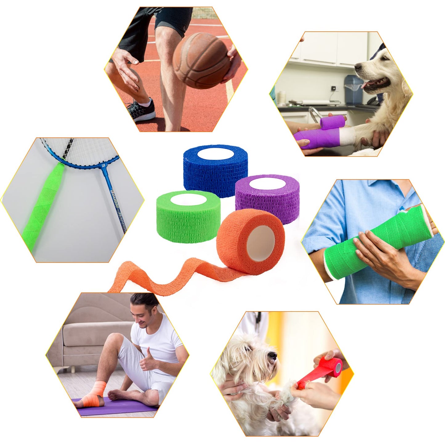 BQTQ 144 Rolls Self Adhesive Bandage Wrap 1 Inch Colorful Self Adherent Wrap Tape Sticky Bandage Athletic Wrap Self Adhesive Wrap for Sports Vet Wrist Ankle Sprains
