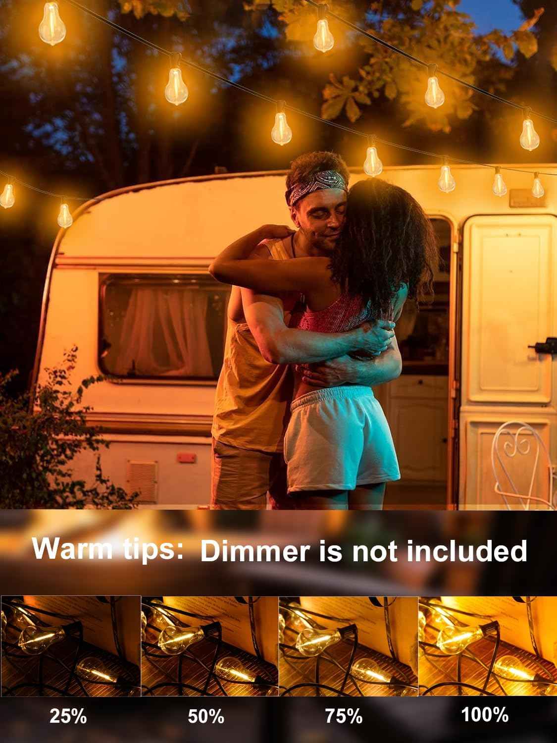 200FT Waterproof LED Outdoor String Lights with 100 Shatterproof Edison Bulbs - Dimmable Patio Decor for Backyard & Garden