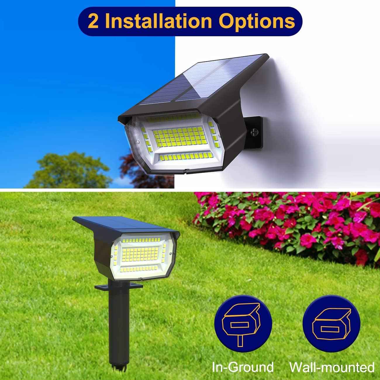 10 Pack Solar Spot Lights - Waterproof IP67 Landscape Flood Lights with 72 LEDs, 3 Modes, Auto On/Off for Garden, Lawn, Patio & Driveway (Cool White)