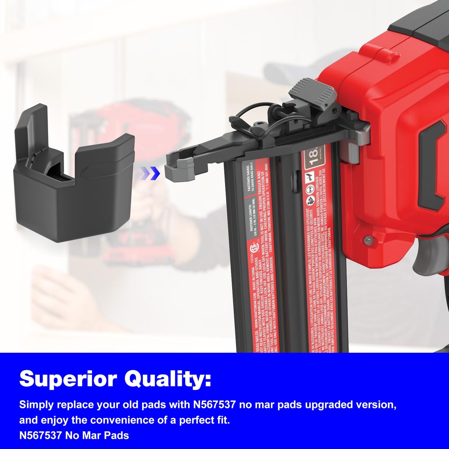 N567537 Nail Gun No Mar Pads Replacement Craft-sman Nailer No Mar Pads CMCN618B, CMCN618C1 and CMPBN18K Nailer Tip - 3 Pack