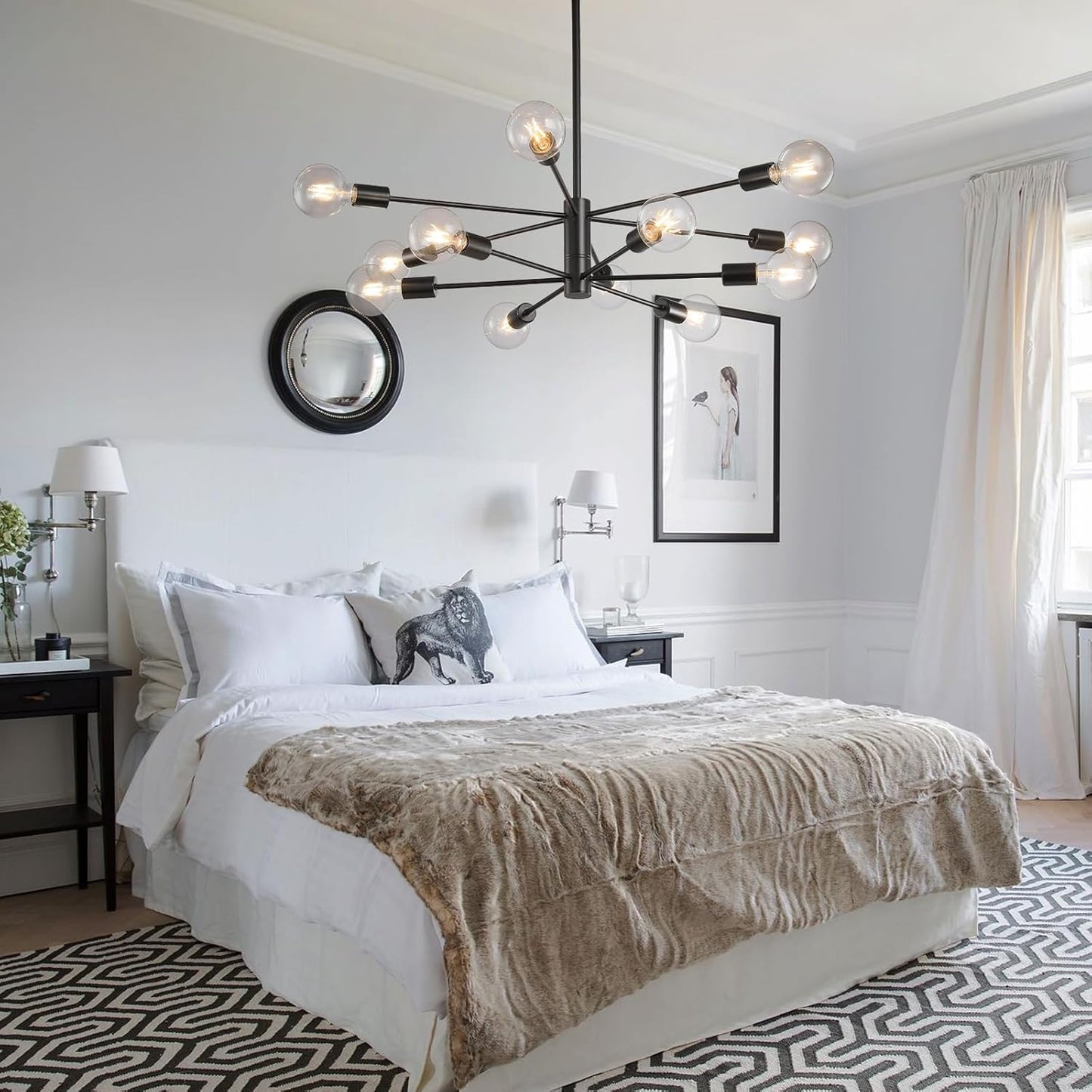 8-Light Gold Sputnik Chandelier - Modern Adjustable Ceiling Light for Dining Room, Kitchen & Foyer