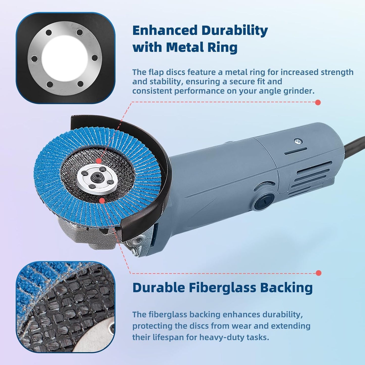 4.5-Inch Flap Discs - 50 Pack Zirconia Sanding Discs for Angle Grinder, T27, Grits 40-120