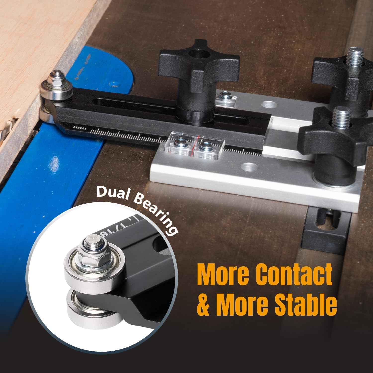 POWERTEC Adjustable Roller Stock Guide for Table Saw & Router - Enhance Safety & Reduce Kickback (Model 71935)
