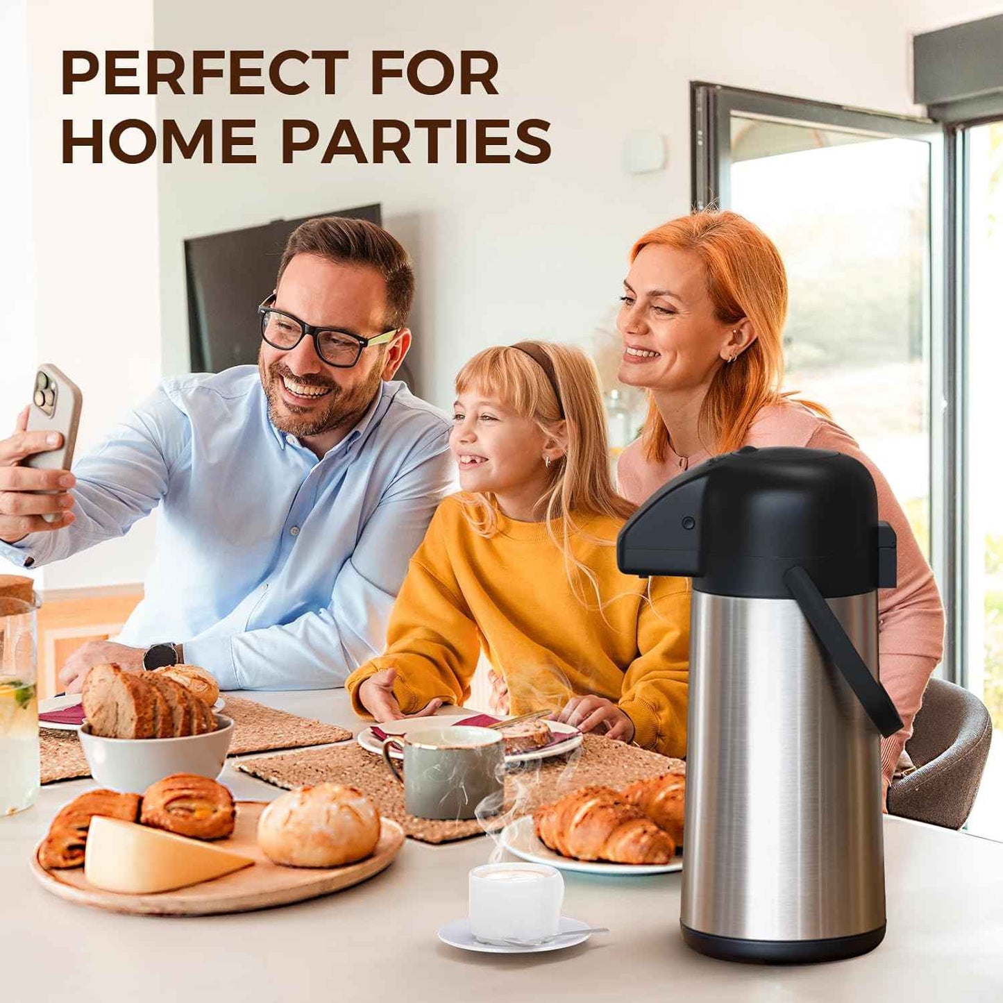 Large 102OZ Stainless Steel Coffee Carafe - Insulated Airpot Dispenser for Hot Drinks
