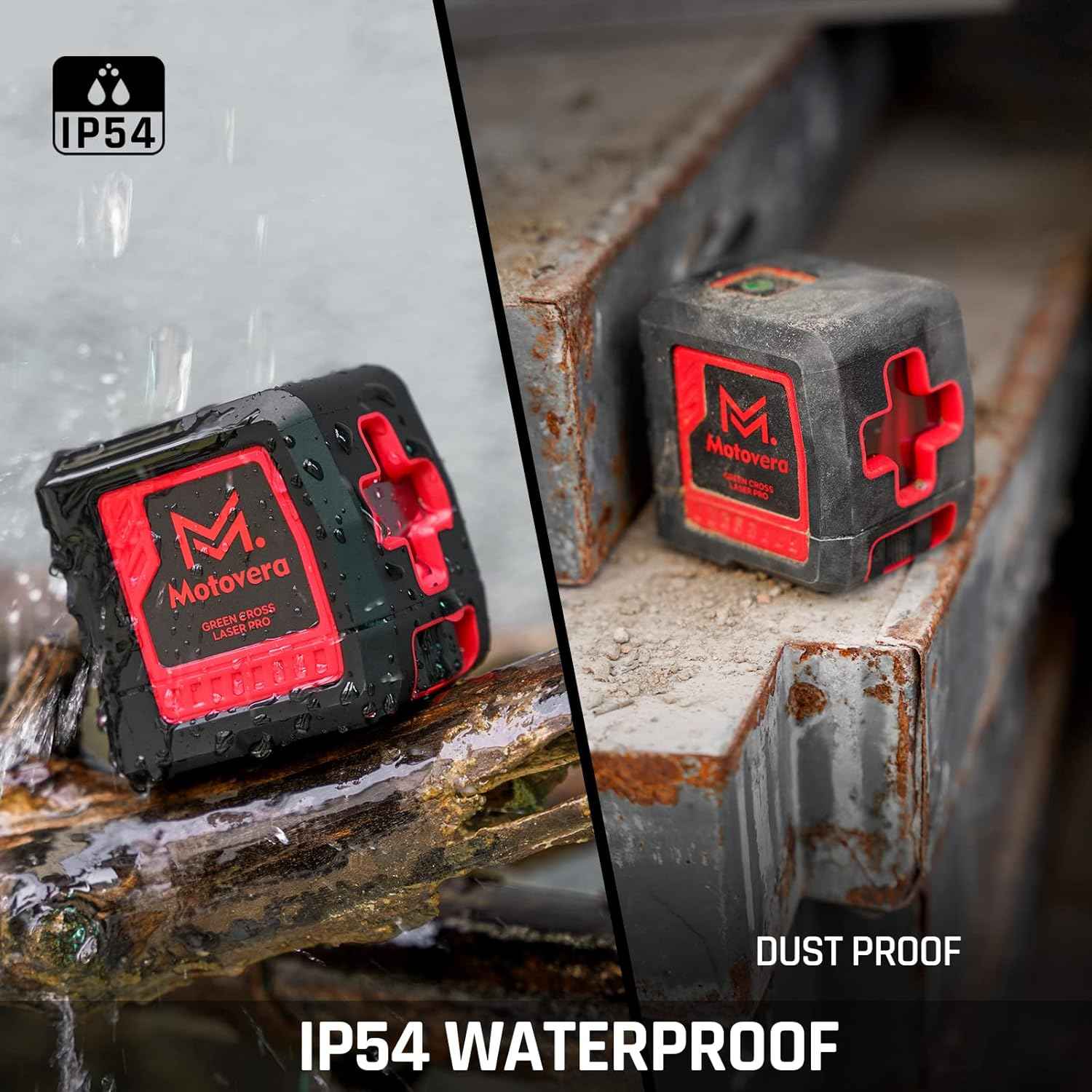 Green Laser Level with Tripod - 100ft Self-Leveling Cross Line, IP54 Waterproof, 4 Brightness Modes & Carrying Bag