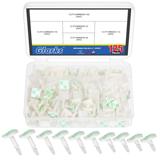 Glarks 125pcs 4.8/7.9/11/14.2/15.8MM Sticky PCB Spacer, White Supporting Height Adhesive Insulated Standoff Locking Snap-in Posts Fixed Clip Insulated Adhesive Reverse Mount Standoff for PCB PC Board