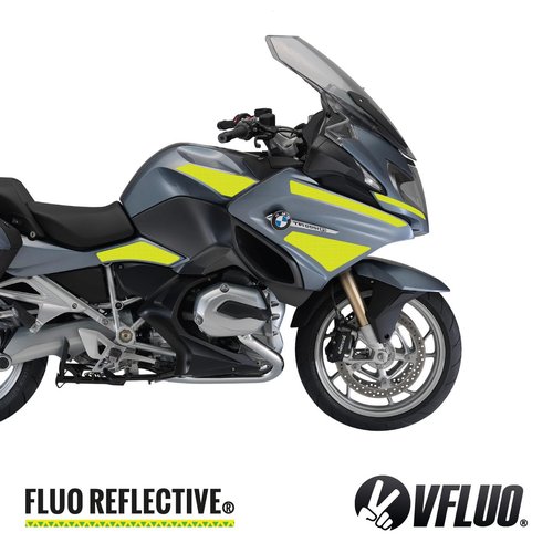 VFLUO - Reflective Sticker Sheet for Bike, Motorcycle, Scooter, Helmets, Stroller/Multi-use - DIY Adhesive board - FLUO REFLECTIVE - High Visibility - Discreet - Optimised adhesion