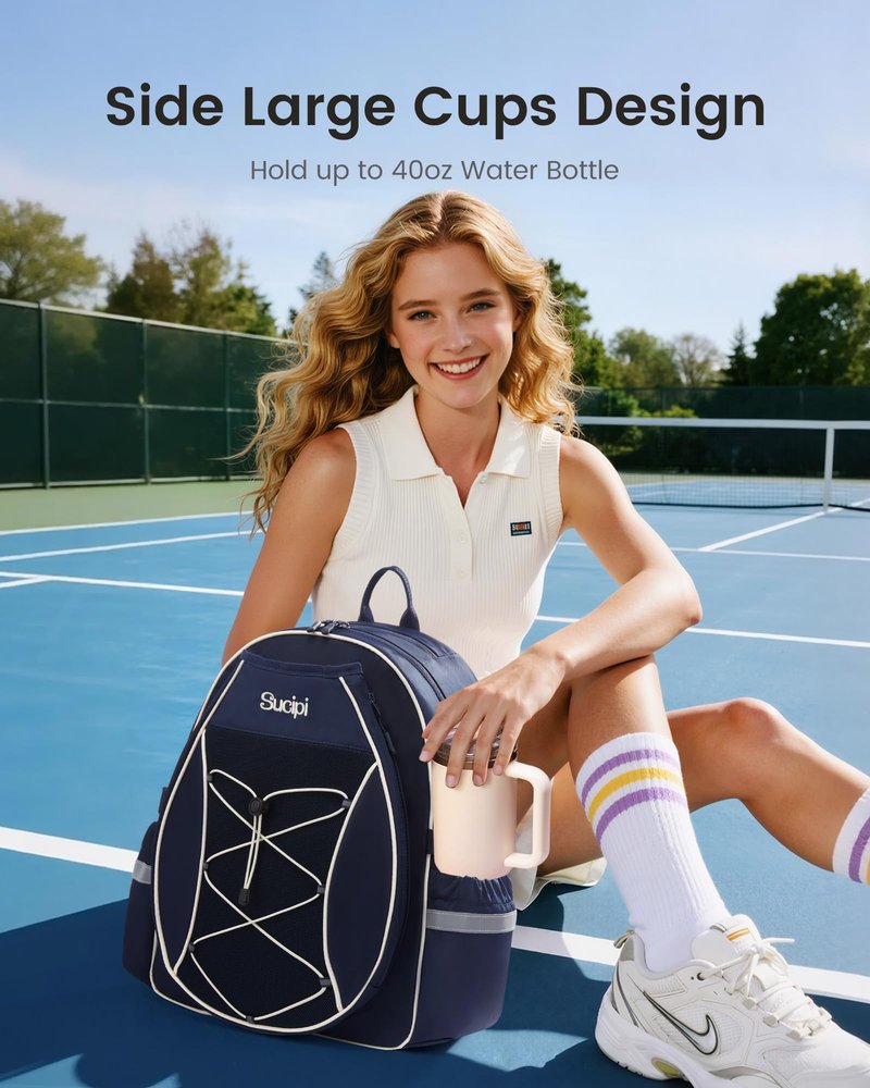 Sucipi Kids Tennis Bag, Professional Youth Tennis Bag Backpack Tennis Racket Bags Suitable for Girls Boys Junior, Navy Bule