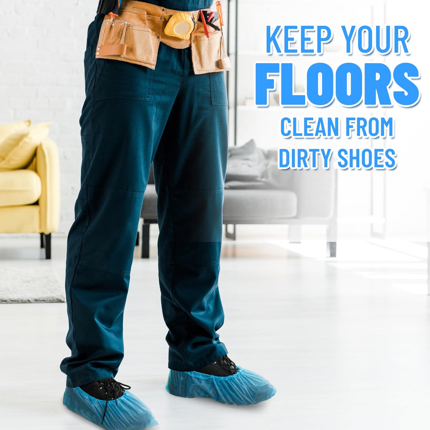 UML Brand Shoe Covers Disposable - 100 Pack - Booties for Shoes Covers - Indoor Waterproof Shoe Booties Disposable Non Slip - Fits Up To Size 11 US Men and 13 US Women