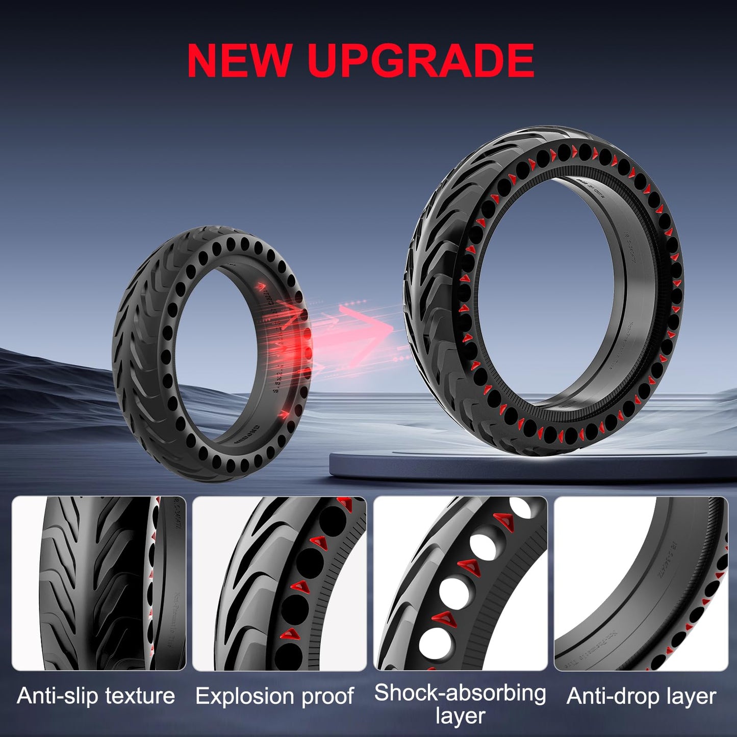 Cooryda Solid Tire for Xiaomi m365 Electric Scooter Mijia m365 pro/gotrax gxl V2/XR, 8.5 inches Electric Scooter Wheels 8 1/2''Honeycomb Solid Tires