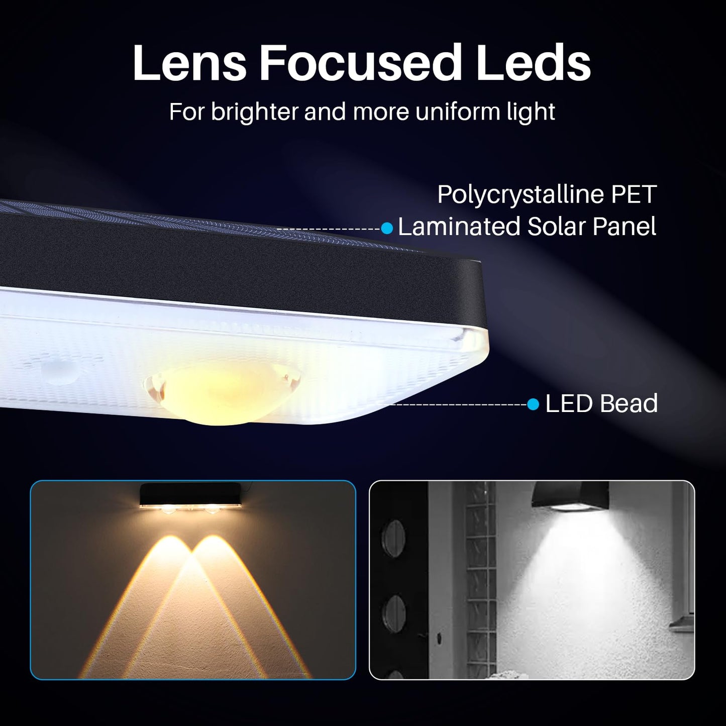 XmnSoly Solar Lights Outdoor for Mailbox, House Numbers, Address, Sign 3000/4000/6000K 3 Modes Waterproof Dusk to Dawn Lighting(2 Pack)