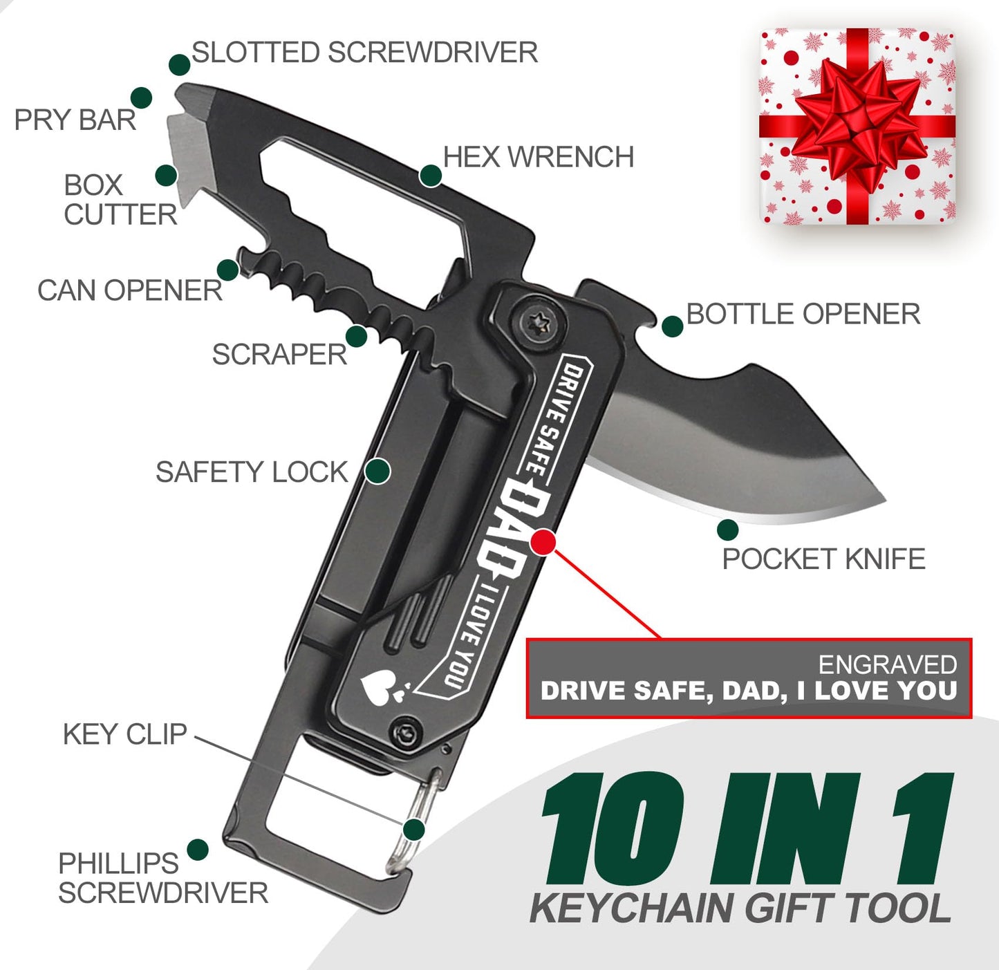 Gifts for Dad - Fathers Day Dad Gifts, Portable Tool - Fathers Day Dads Gift from Daughter, Son, Wife - Dads Birthday Gift, Christmas Dad's Presents for Husband, Stepdad, Men - Keychain Presents