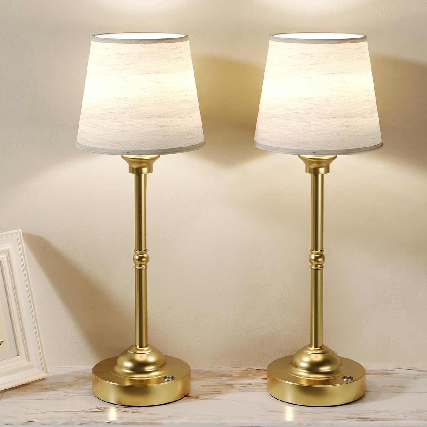 Rechargeable Cordless Table Lamps - 2 Pack, Stepless Dimming LED Desk Light for Bedroom & Cafe
