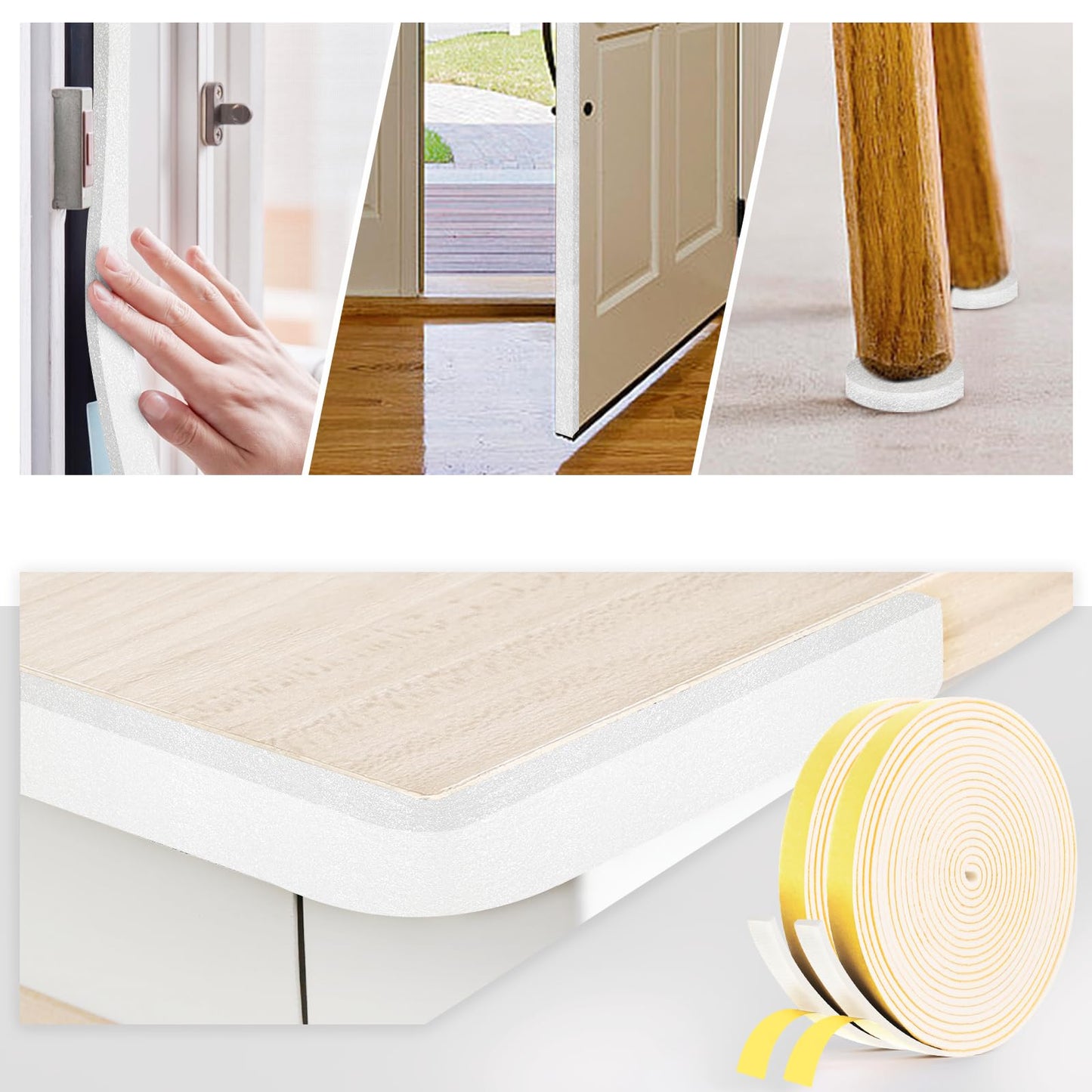 Egofix Weather Stripping Door Seal Strip,White Weatherproof Foam Tape Insulation for Sliding Door, Front Door Frame, Windows (1 in x 1/2 in x 16.4Ft)