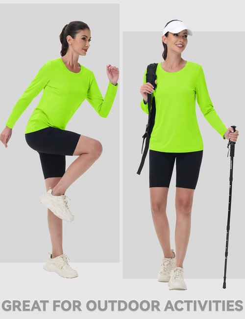 MAGCOMSEN SPF Long Sleeve Shirts for Women - Quick Dry Lightweight Athletic Tops for Running & Hiking