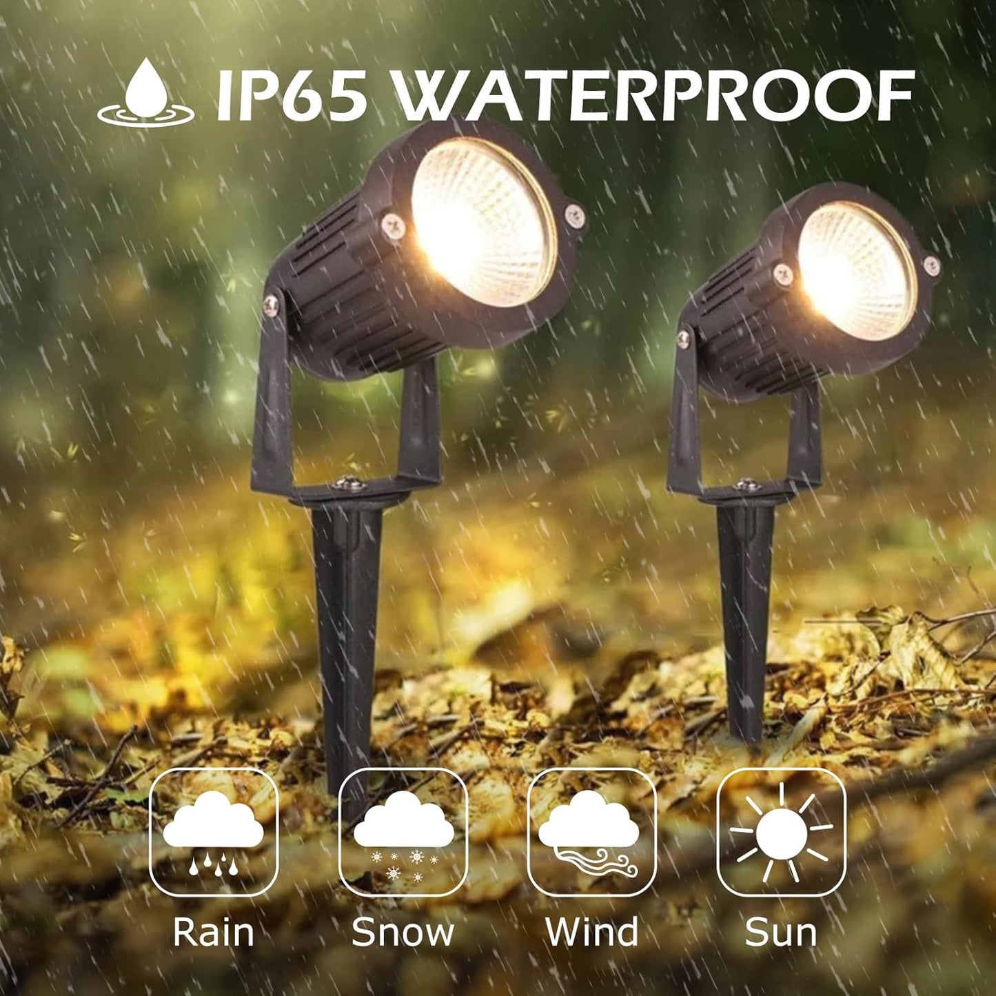 7W LED Low Voltage Landscape Lights - 700LM Warm White Spotlights for Garden Pathway | IP65 Waterproof | 12V/24V | 6 Pack