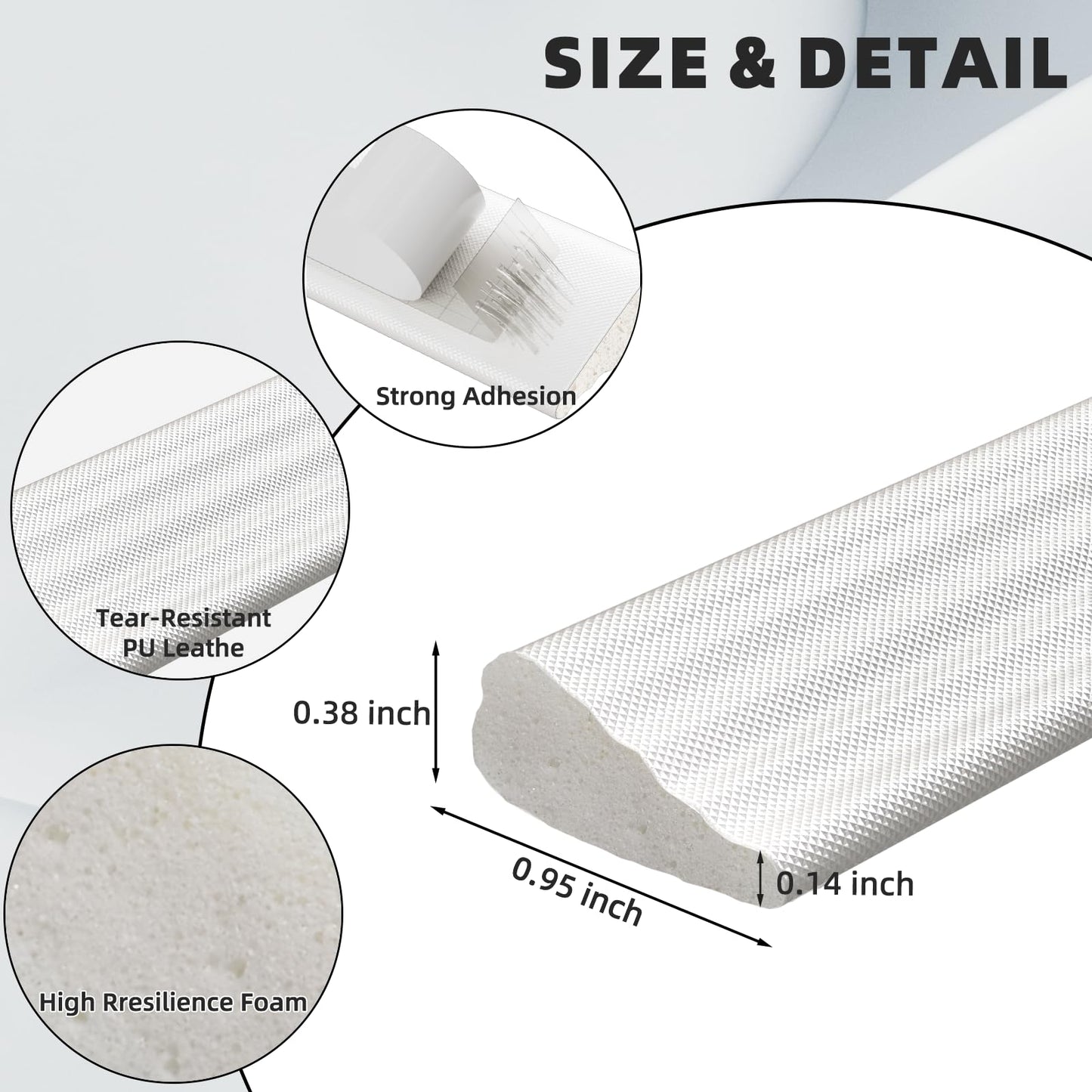 ESUFEIR 118" Wedge Window Weather Stripping Door Gap Filler,Adhesive Window Insulation for Winter Door Seal Strip,Soundproof Foam Tape for Frame,White