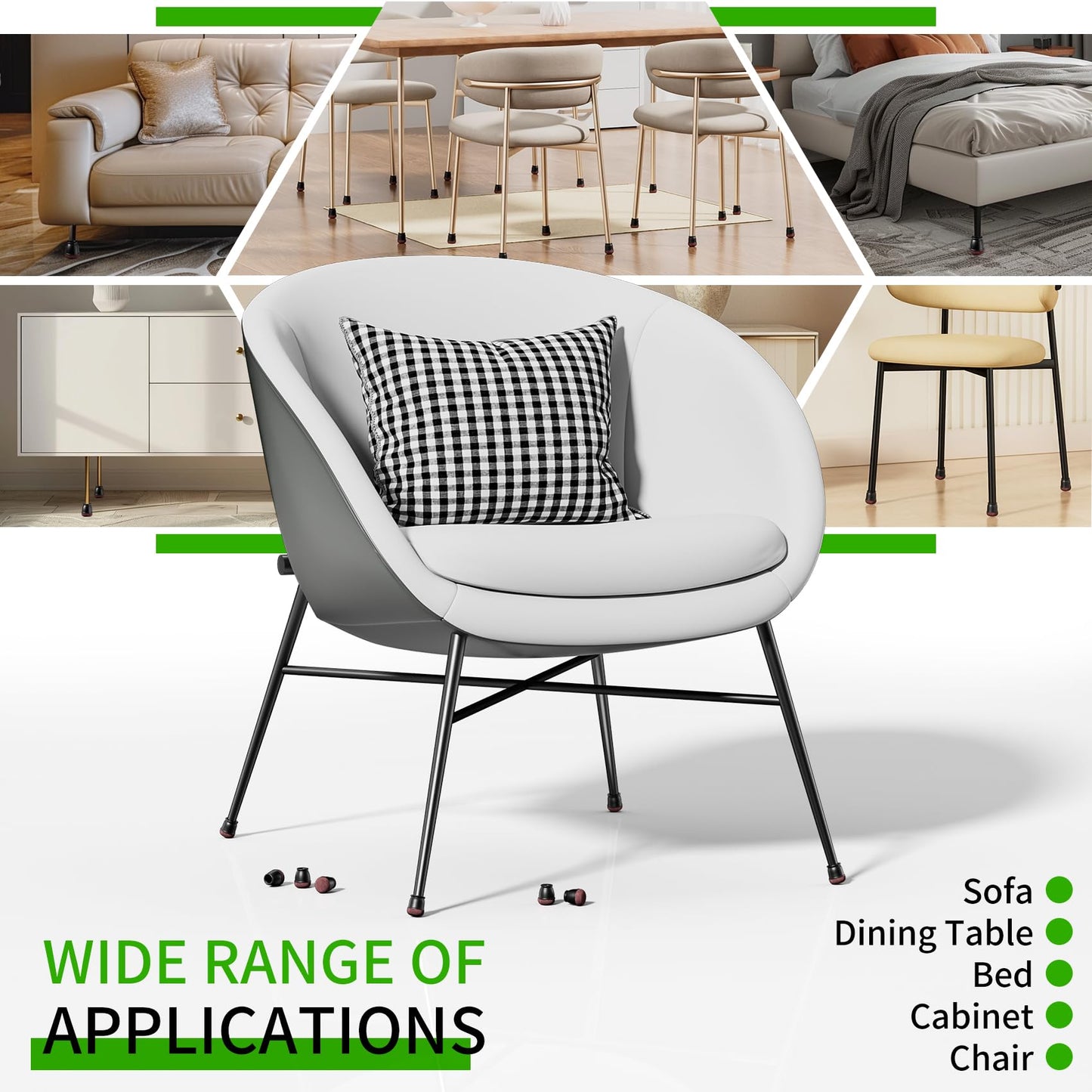 8 Pcs Extra Small Chair Leg Floor Protectors with Felt Pad - Furniture Pads for Hardwood Floors - Round Silicone Stool Cover Caps - Anti-Scratch and Reduce Noise(Black, Fit: 0.35"~0.55")