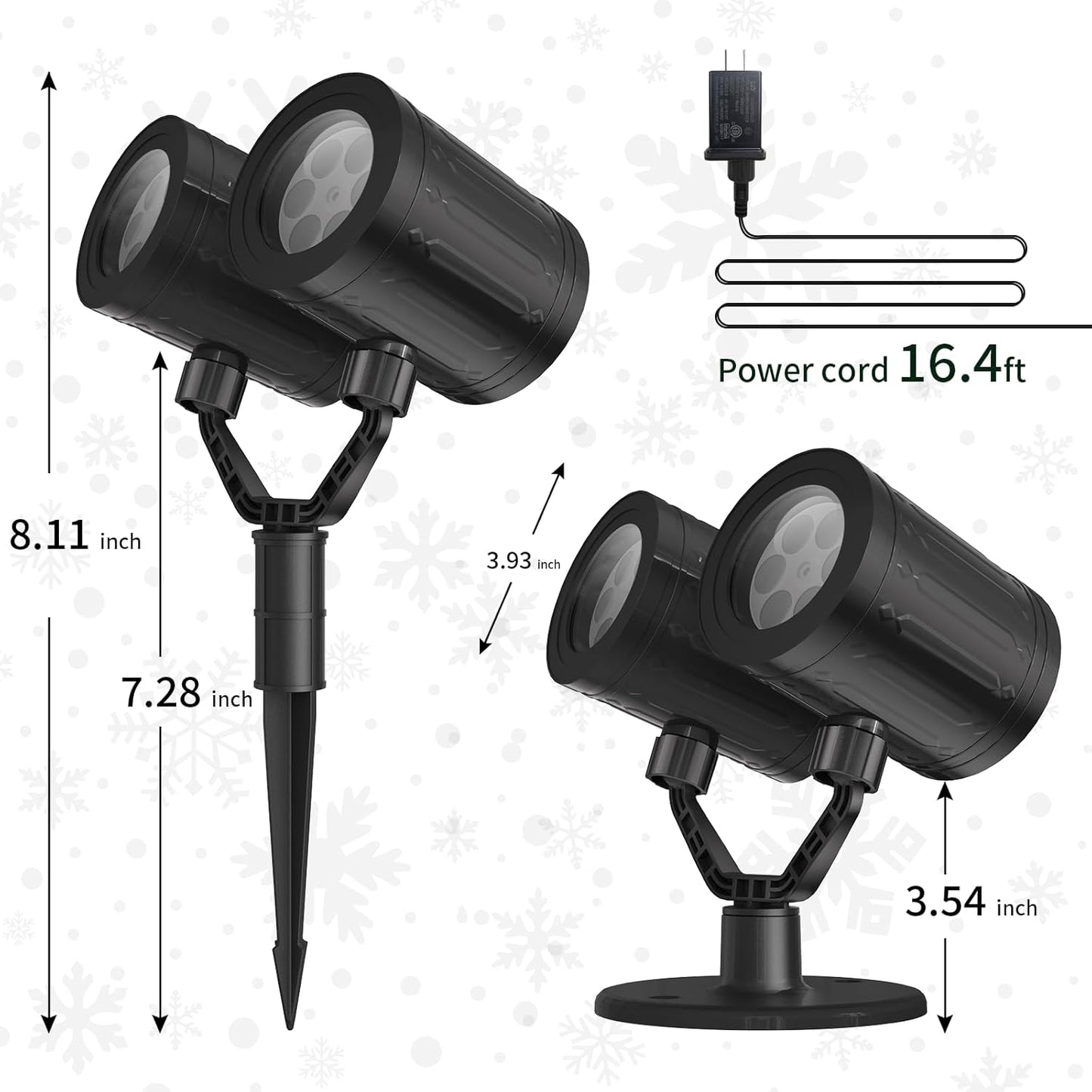 Upgraded Snowflake Christmas Projector Lights - Triple Head LED Outdoor Decor with Timer