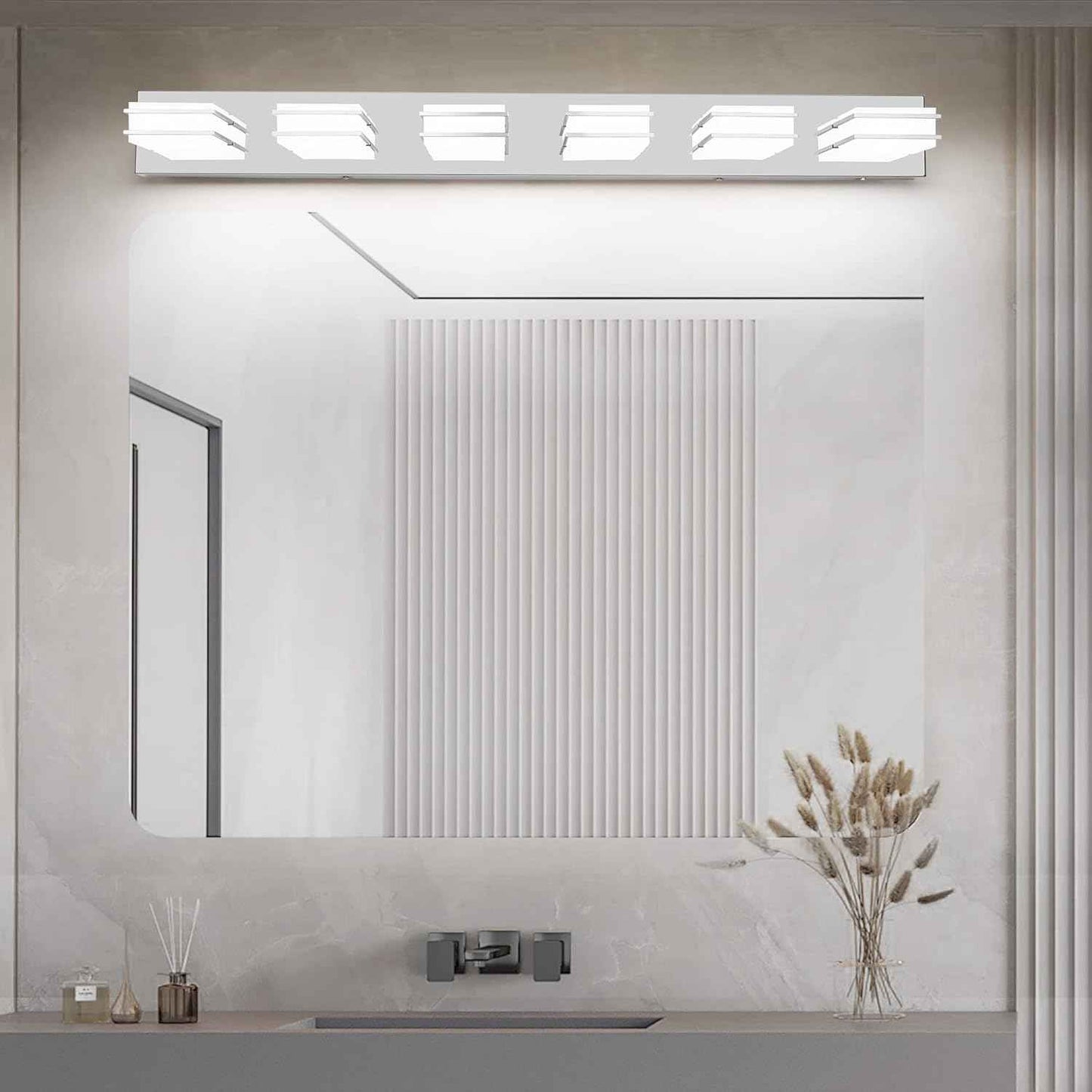 LED Chrome 3-Light Dimmable Bathroom Vanity Light Fixture - Modern Acrylic & Stainless Steel Over Mirror Lighting