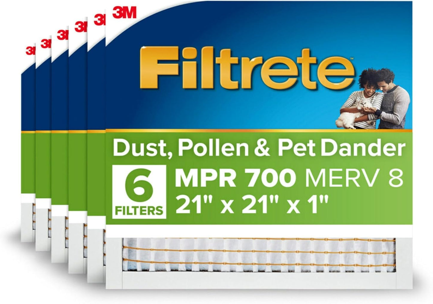 Filtrete 25x25x1 MPR 700 Air Filter - MERV 8, 3-Month Pleated Electrostatic, 6-Pack