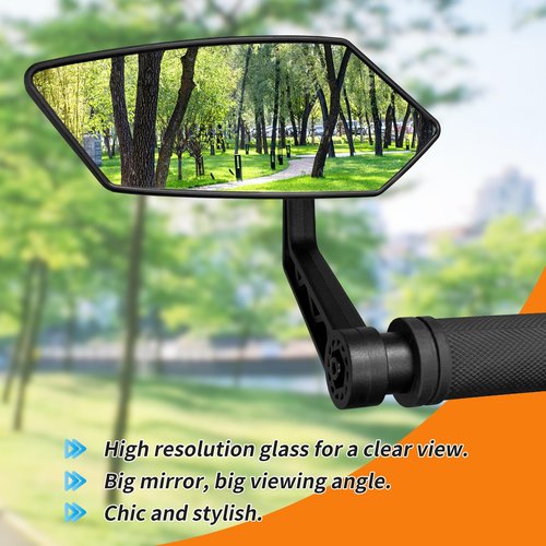 Homieway Bike Mirror, HD Glass Bicycle Mirrors for Handlebar Mount, Adjustable Bar End Bike Rear View Mirror, Scratch Resistant Handlebar Mirrors for E-bike, Mountain Bike & Scooter (Left 0.59-0.78")