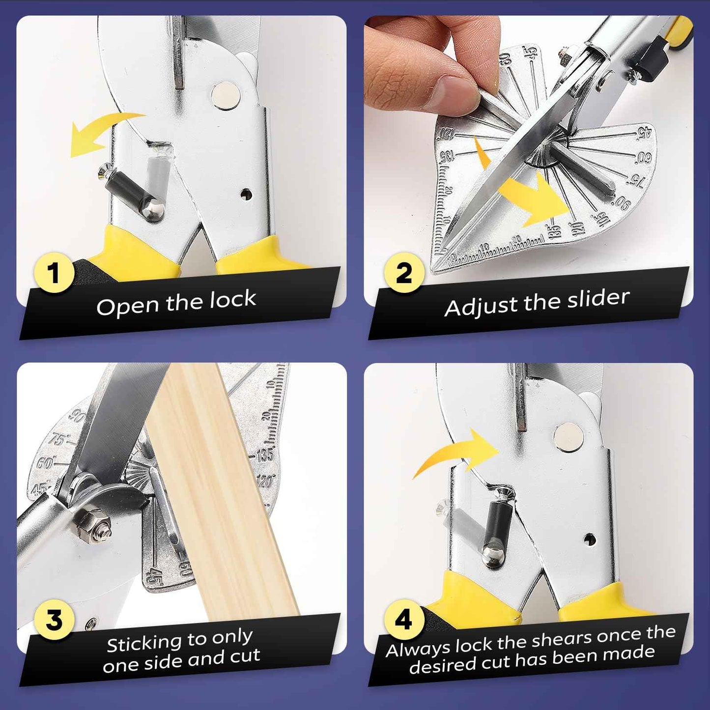 Miter Shears for Molding, RAINHOL Trim Cutter Hand Tool, Adjustable Angle Cutting Tool for Wood Trim Molding, PVC, Vinyl, Trunking, 2 Extra Replacement Blades Included