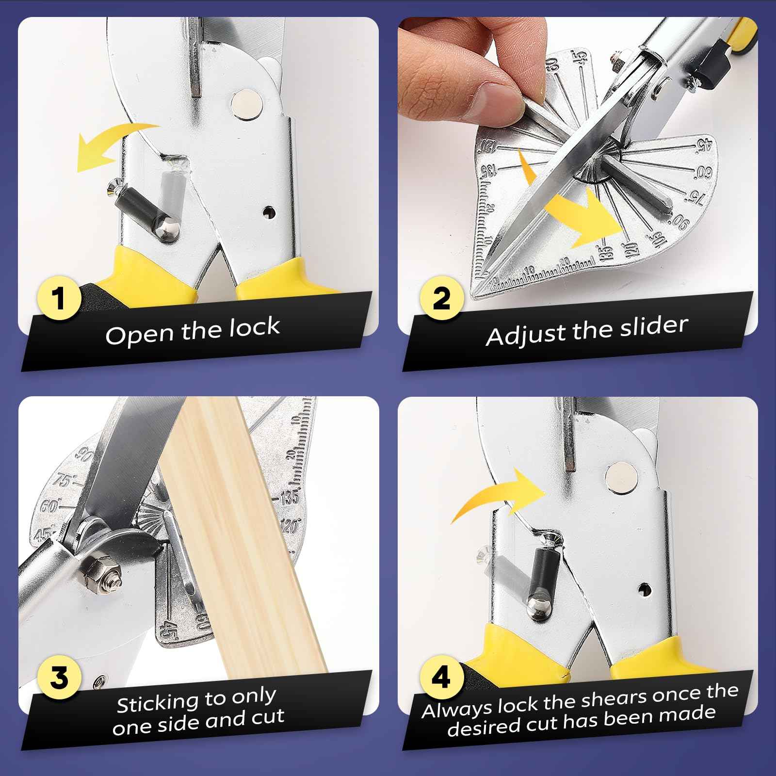 Miter Shears for Molding, RAINHOL Trim Cutter Hand Tool, Adjustable Angle Cutting Tool for Wood Trim Molding, PVC, Vinyl, Trunking, 2 Extra Replacement Blades Included