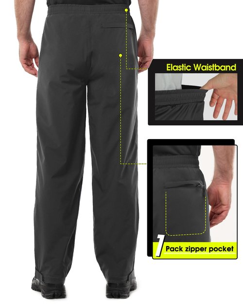 33,000ft Men's Rain Pants Waterproof, Windproof Lightweight Outdoor Rain Over Pants for Fishing Golf Work Hiking Grey 36W*30L