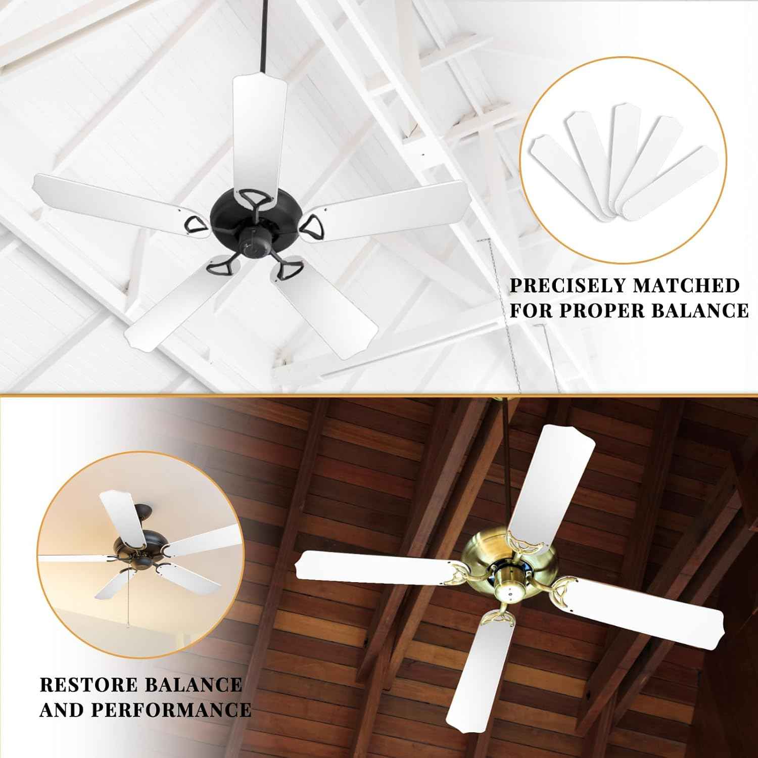 42-Inch Waterproof Replacement Fan Blades - 5 Pcs for Indoor/Outdoor Ceiling Fans