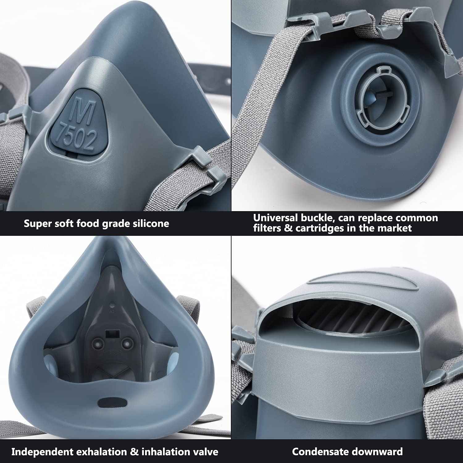RANKSING 7502 Reusable Respirator Gas Mask with P100 Filters and Goggle to Against Dust Gases Fumes Asbestos Chemicals while Painting Spraying Sanding Welding Construct and Work PPE