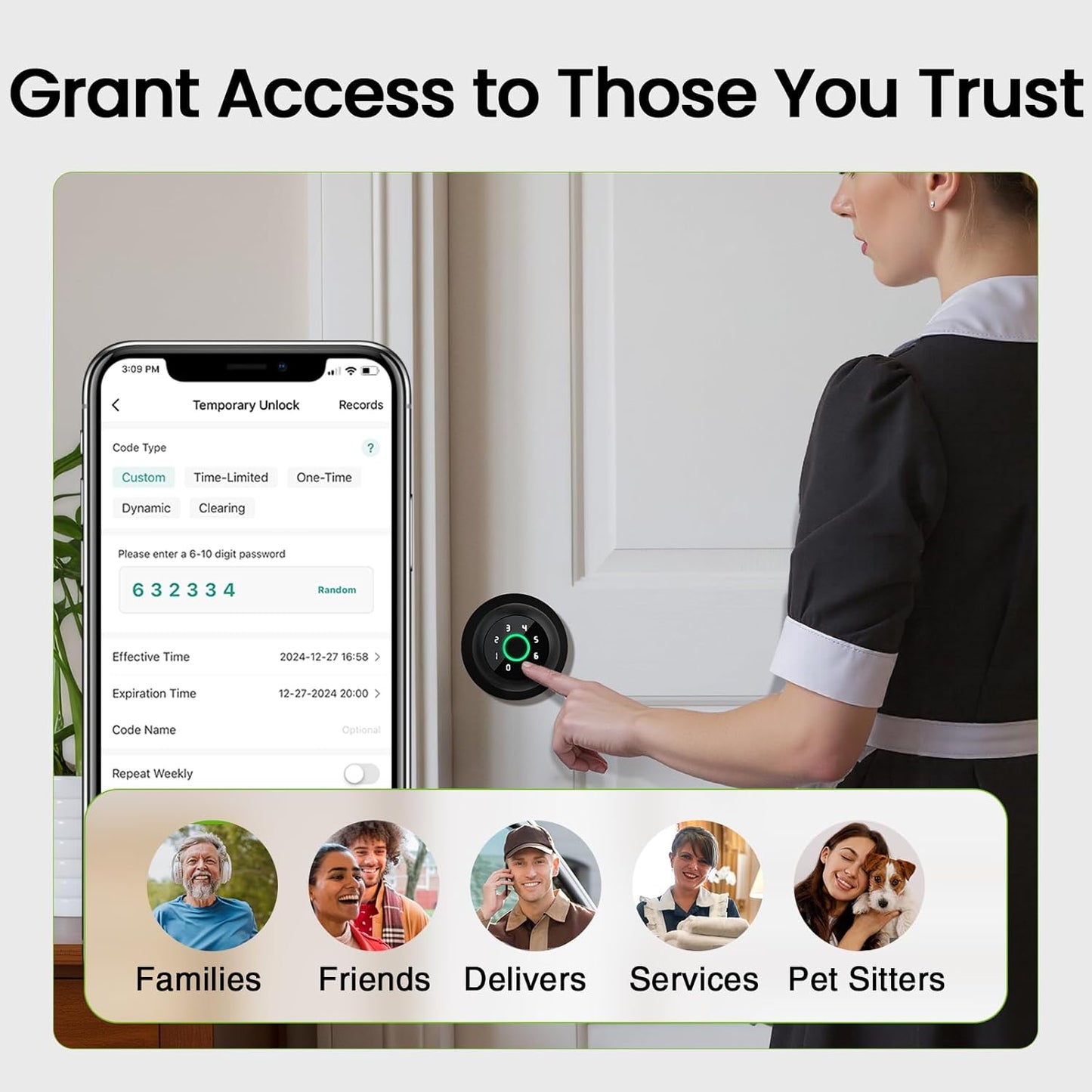Smart Fingerprint Door Lock with App Control - 3-in-1 Biometric Knob for Home & Office