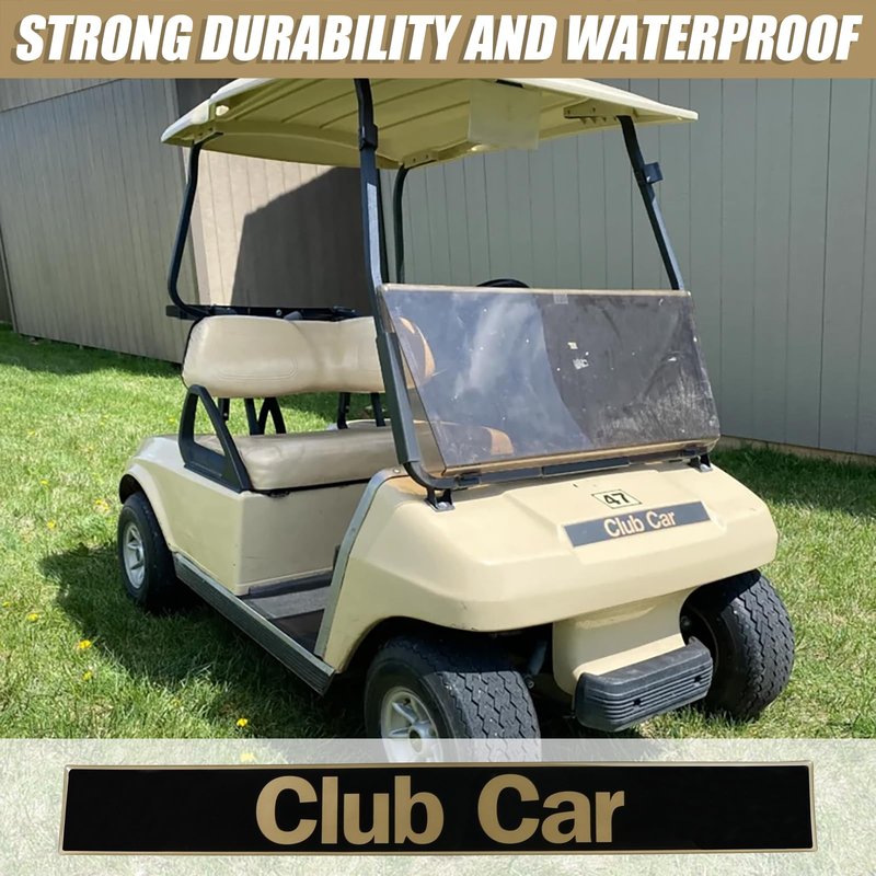 Club Car DS Name Plate Emblem Black Gold for Golf Cart 18" x 2.24" Durable and Stylish Custom Accessory for Club Car DS Golf Carts Upgrade Your Golf Cart Look