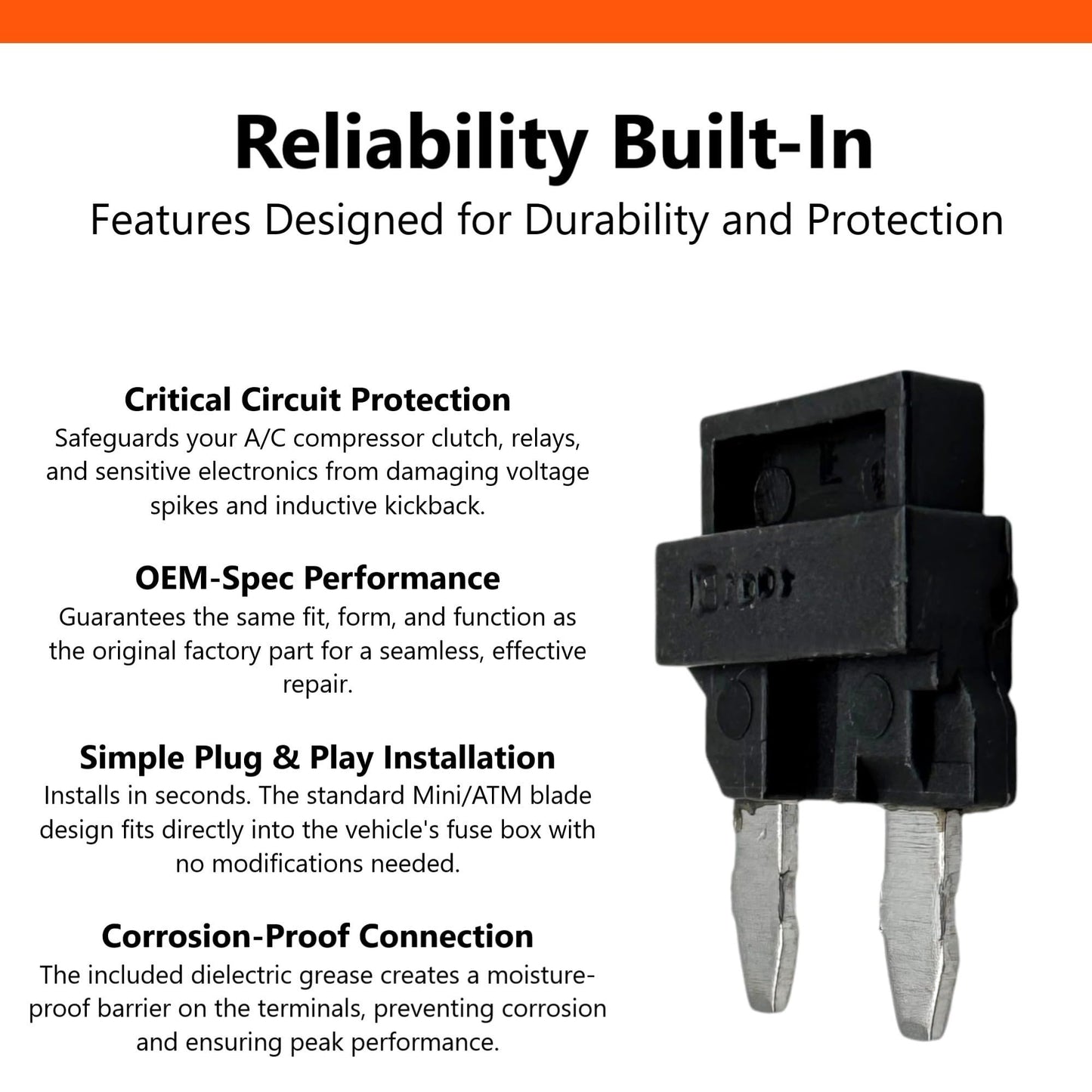FalconSupply Genuine Aptiv 12135037 / Littelfuse 02400104P (2-Pack Kit) 1A/400V Mini Blade Automotive 12V Diode Fuse, OEM Replacement for GM AC Compressor Clutch Coil, Fits Buick, Chevy, GMC, Pontiac