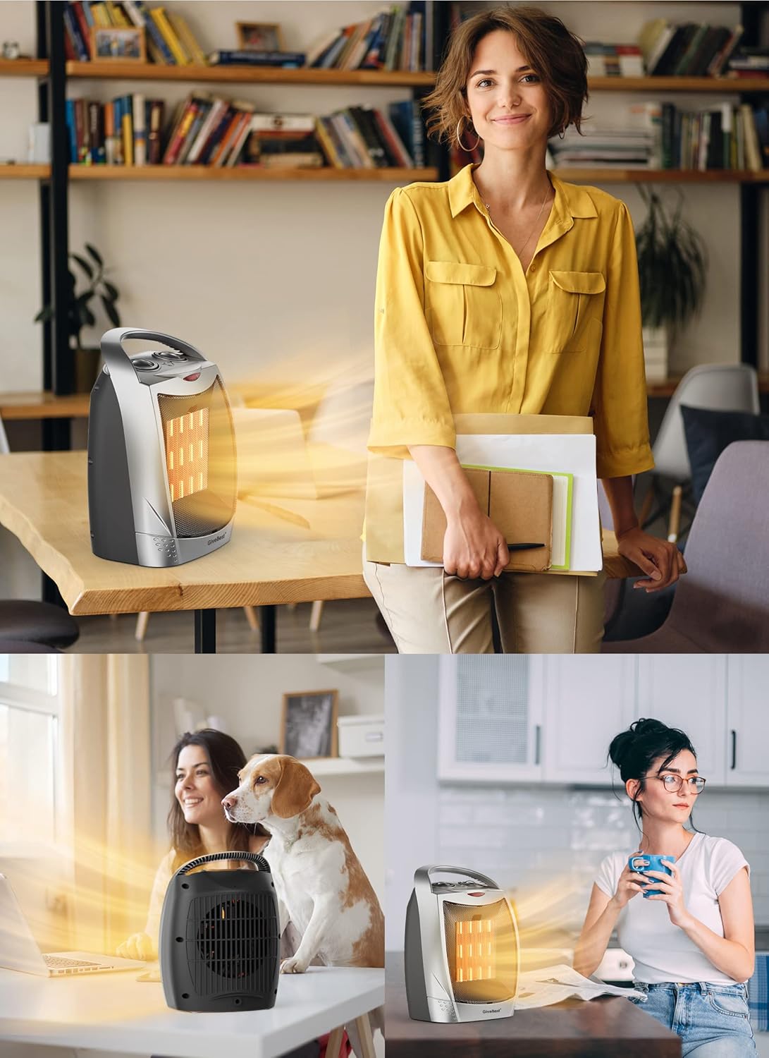 1500W Electric Space Heater with Remote - Portable PTC Ceramic Heater for Home & Office
