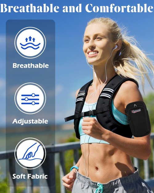 Weighted Vest for Women Men Kids 12lb Body Weight Vests with Pocket and Reflective Stripe and Adjustable Buckle for Running, Strength Training, Jogging, Walking,Training Workout