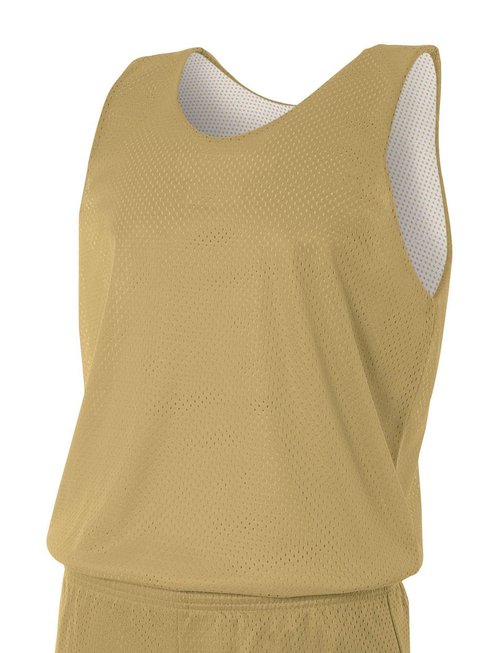 A4 Men’s Reversible Mesh Tank Top | Cooling Dry Wick Shirt | High-Performance Moisture-Wicking Sleeveless Tee | Multisport Active Wear | Gym, Workout, Sports, & Running Top | Vegas Gold/White