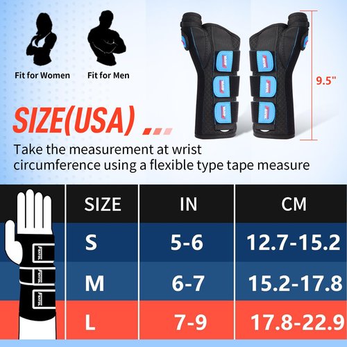 FEATOL 2 Pack Wrist Brace with Thumb Spica Splint for De Quervain's Tenosynovitis, Carpal Tunnel, Tendonitis, Arthritis-Thumb Brace for Pain Relief-Left And Right Hand-Medium/Large